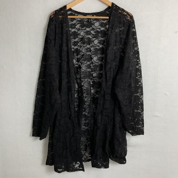 Torrid Black Lace Fit Flare Kimono Cover Up Size 4 - Picture 1 of 6